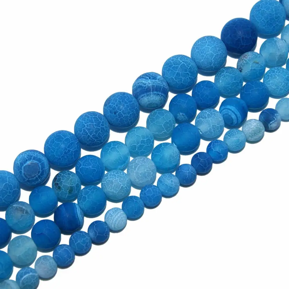 Blue agate Агаты бирюзой Натуральный Камень Бисер Амазонит Круглые бусины для самостоятельного изготовления ювелирных изделий Цепочки и ожерелья браслета 4/6/8/10/12 мм - Цвет: Blue agate