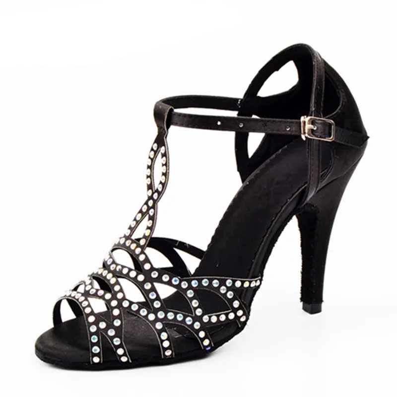 Бронзовая обувь для латинских бальных танцев Стразы Женская Сальса Танцевальная обувь высокий каблук 7,5 см 8,5 см 10 см Танго Вальс танцевальная обувь
