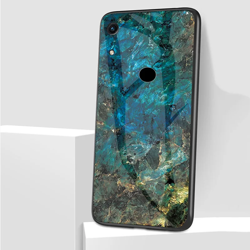 Зеленый Роскошный honor 8A стеклянный чехол для huawei honor 8A Чехол 9H силиконовый чехол из закаленного стекла гибридная задняя крышка для huawei honor 8A чехлы - Цвет: Зеленый