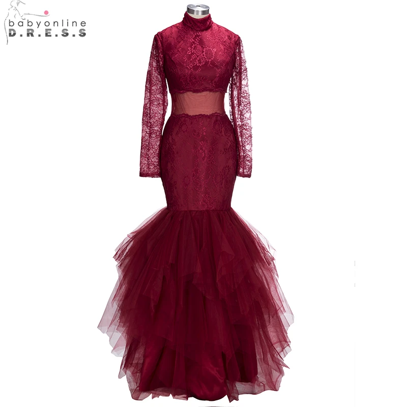 Выпускные платья FATAPAESE с юбкой годе бордового цвета 2019 вечерние длинными