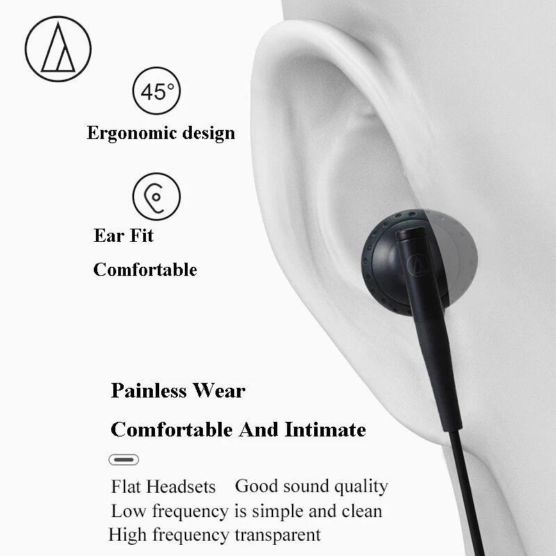 Оригинальные наушники Audio-Technica ATH-C200IS, проводные наушники-вкладыши, музыкальные наушники с проводным управлением и микрофоном для huawei Xiaomi
