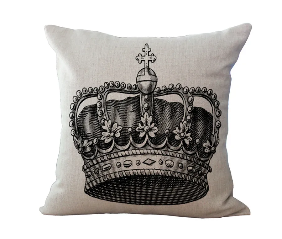 Чехол для подушки Keep Calm Carry On из хлопка и льна с Эйфелевой башней и короной в черно-белую полоску домашний декоративный с рисунком наволочки
