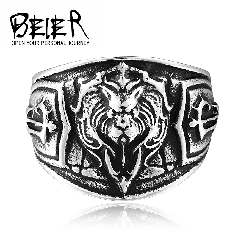 BEIER New Unique Lion Head 316L Stainless Steel For Man Cool Animal Ring BR8 300|316l stainless steel|lion head ringstainless steel |