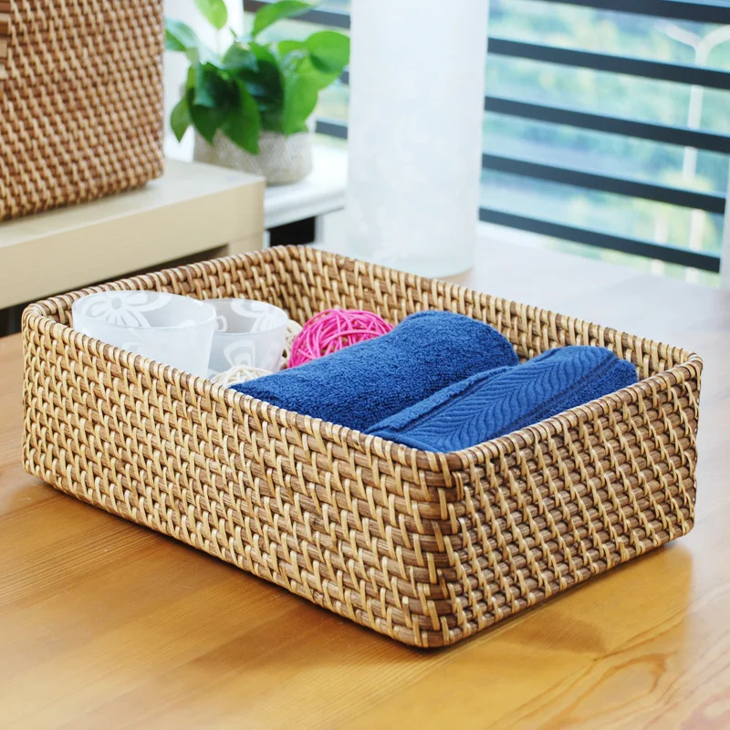 Прямоугольные корзины для хранения корзина импортная натуральная ротанговая