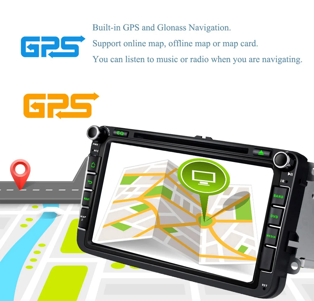 ARKRIGH 8 дюймов 4+ 64 ГБ Android 8,1 Авторадио Стерео HU поддержка 4G sim-карты gps плеер для VW Skoda POLO GOLF PASSAT Автомобильный мультимедийный