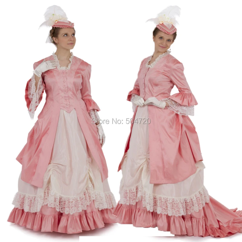 Классические! винтажные костюмы розовые викторианские платья Eras Regency Renaissance