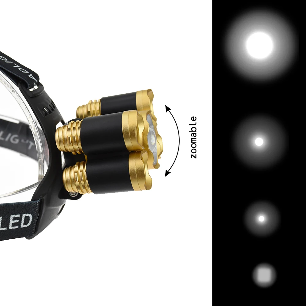 15000 люмен перезаряжаемая Фара 5 LED Zoom 4 режима 18650 налобный фонарь Mine Cave Исследуйте