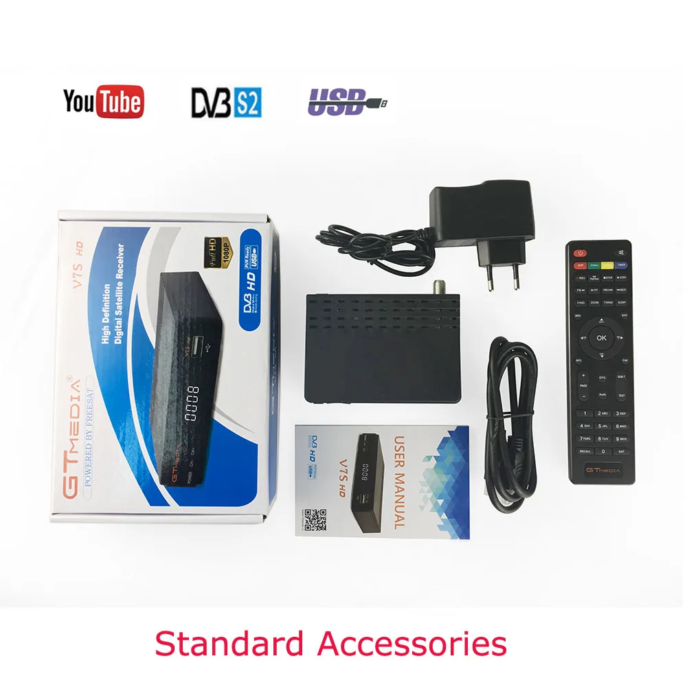 169.95 5 шт/лот GTMEDIA Freesat V7S HD спутниковый ресивер DVB-S2 1080P HD Поддержка Clines Newcam PowerVu, DRE& Biss key V7S декодер - Цвет: 169.95