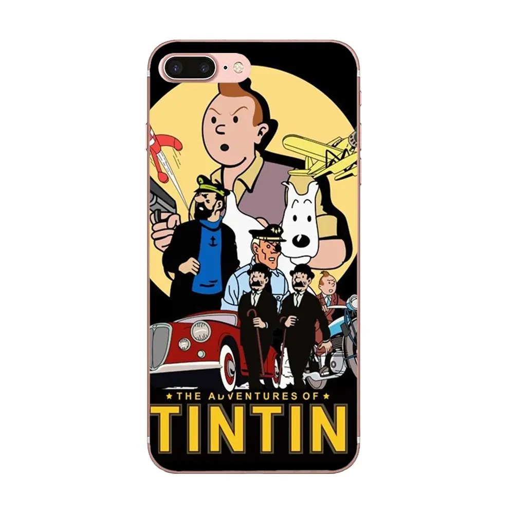 Приключения Tintin Funda для Galaxy Alpha Core Note 2 3 4 S2 A10 A20 A20E A30 A40 A50 A60 A70 M10 M20 M30 мягкий хит
