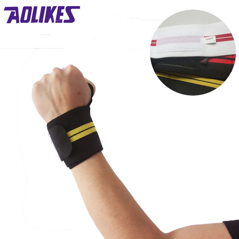 AOLIKES 1 пара браслет для занятий тяжелой атлетикой спортивные тренировочные повязки на руку ремешок для поддержки запястья обертывания бинтов для силовой атлетики тренажерного зала фитнеса