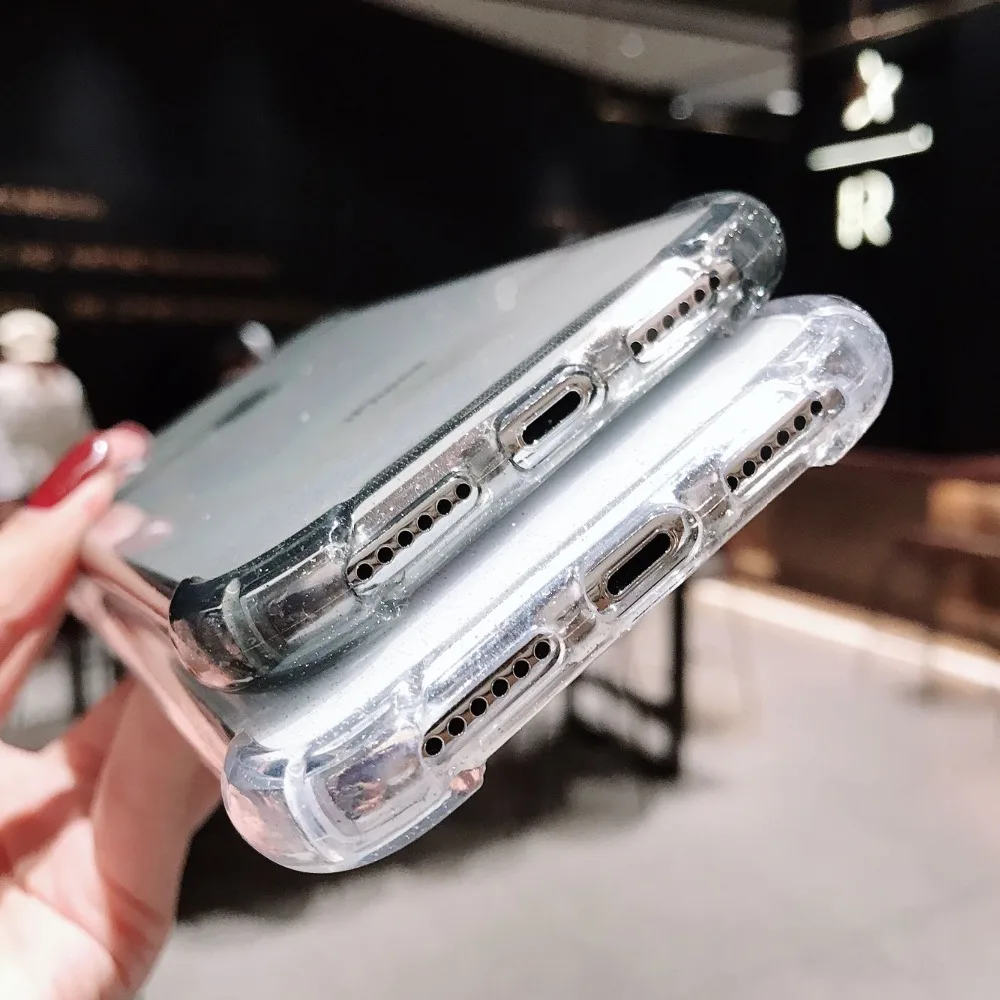 QJW с сияющими блестками анти стук чехол для телефона iPhone 6 6S 7 8 Plus X XS XR Макс моды