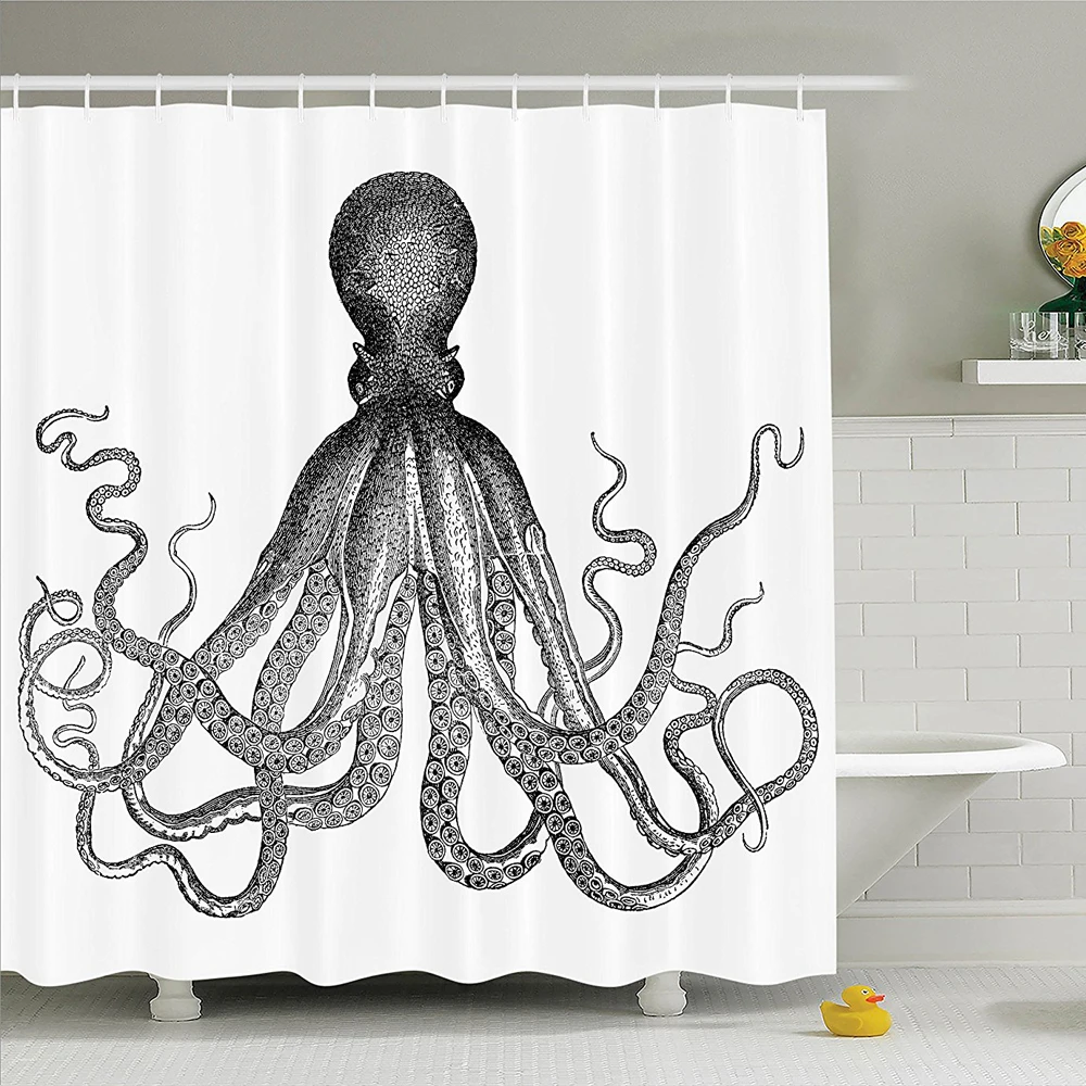 Морская коллекция декора винтажная Выгравированная иллюстрация осьминога