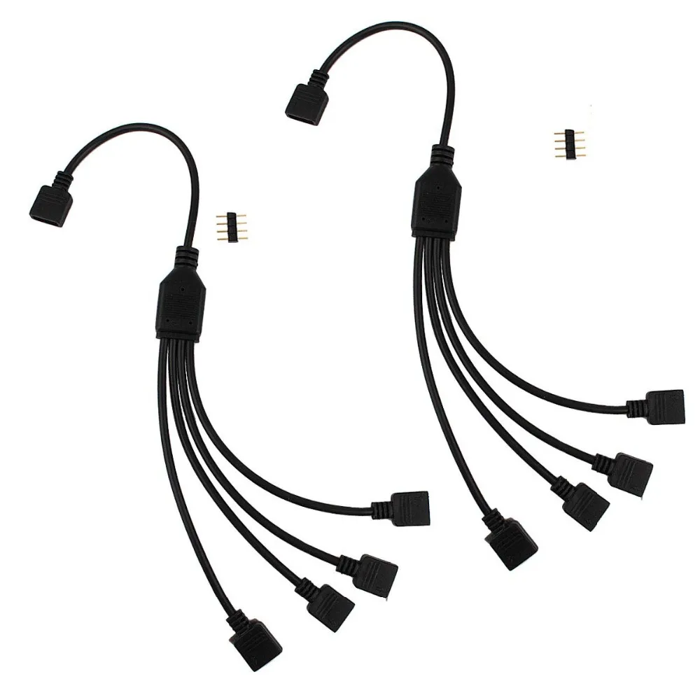 

BLYN 1pcs 4 Pin RGB Splitter Convert Cable Connector Two Three Four Way Black Cable Connect Wire Adapter For RGB LED Strip Tape