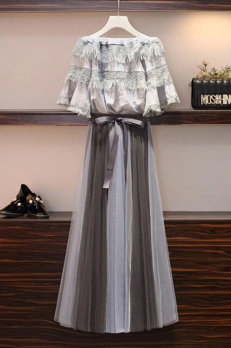 Летнее платье нового типа кружевной топ с бахромой на плечах сетчатой