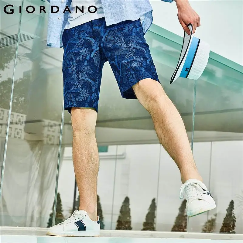 Giordano летние шорты на талию стандартной высоты выполнены из натурального льна и хлопка,имеют несколько цветовых решений