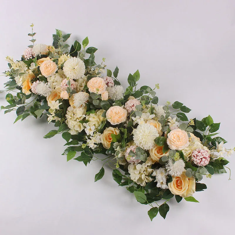 yellow 1 м DIY пользовательские Искусственные Свадебные цветочные стены фон композиция поставки шелковые розы Пион поддельные цветы ряд украшения для арки - Цвет: yellow
