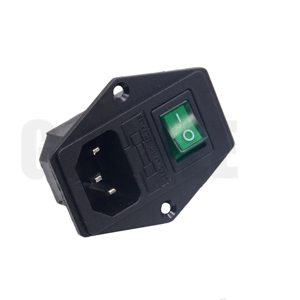 Green 10A AC 250V 3 Клеммная розетка с 10A держателем предохранителя кулисный переключатель AC Шнур питания гнездо входа - Цвет: Green