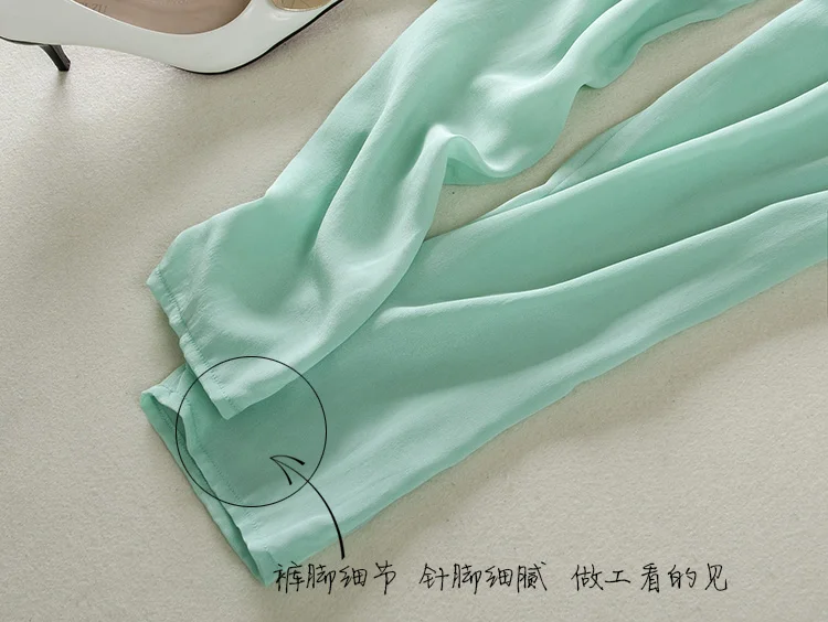 Летние брюки из натурального шелка длиной до щиколотки однотонные шаровары 100% с