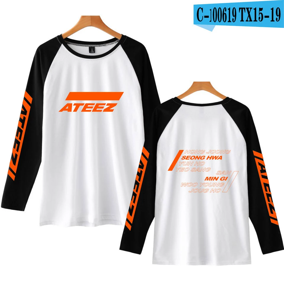 FADUN TOMMY Ralgan Повседневная Harajuku ATEEZ Женская и мужская одежда летняя Горячая Распродажа футболка с длинным рукавом принт Kpop плюс размер 4XL - Цвет: TX15-19