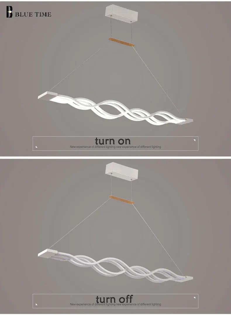 Дизайнерская люстра в форме волны для столовой черная и белая современная