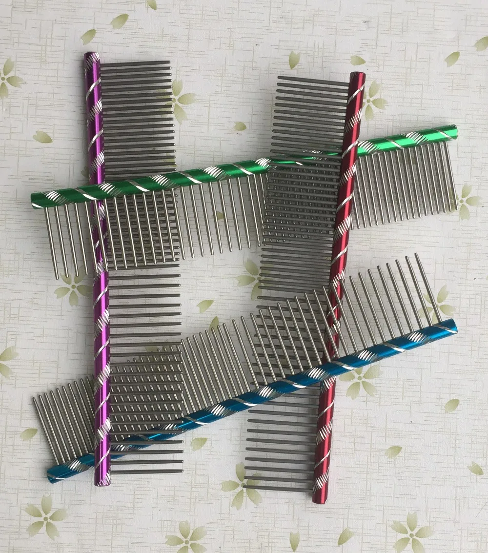 16 см Раскрашенная парикмахерская расческа для домашних животных из нержавеющей