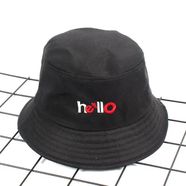 Новая Вышивка HELLO Bucket Hat летняя уличная туристическая Кепка Bob хип-хоп Gorros для