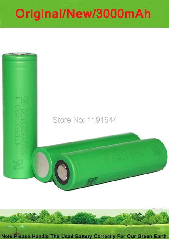 3 шт./лот 3,6 V US18650 VTC6 3000mAh 30A разрядка E-Cig батарея для sony