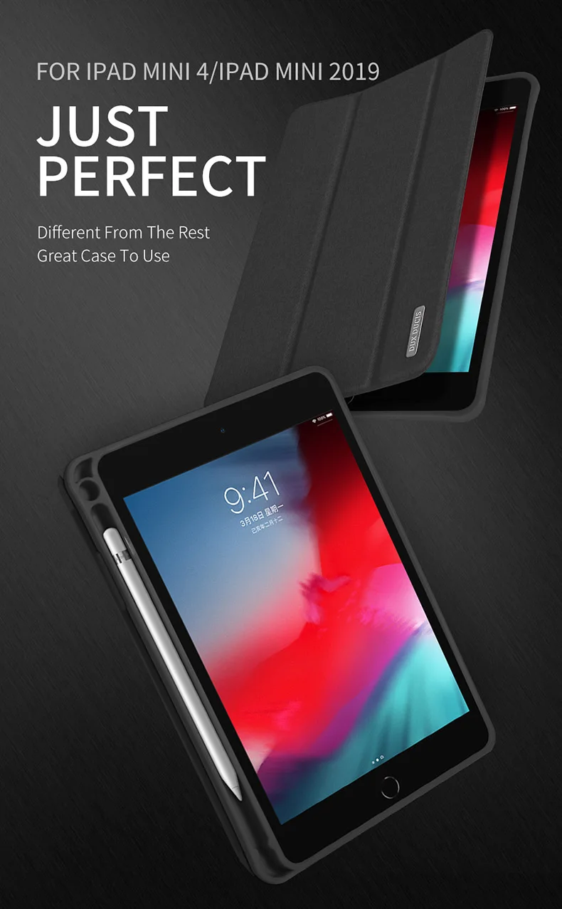 DUX DUCIS флип чехол для iPad Mini 5 Смарт TPU+ PU кожа чехол для планшета iPad Mini 5 Mini5 Mini 4 с пеналом