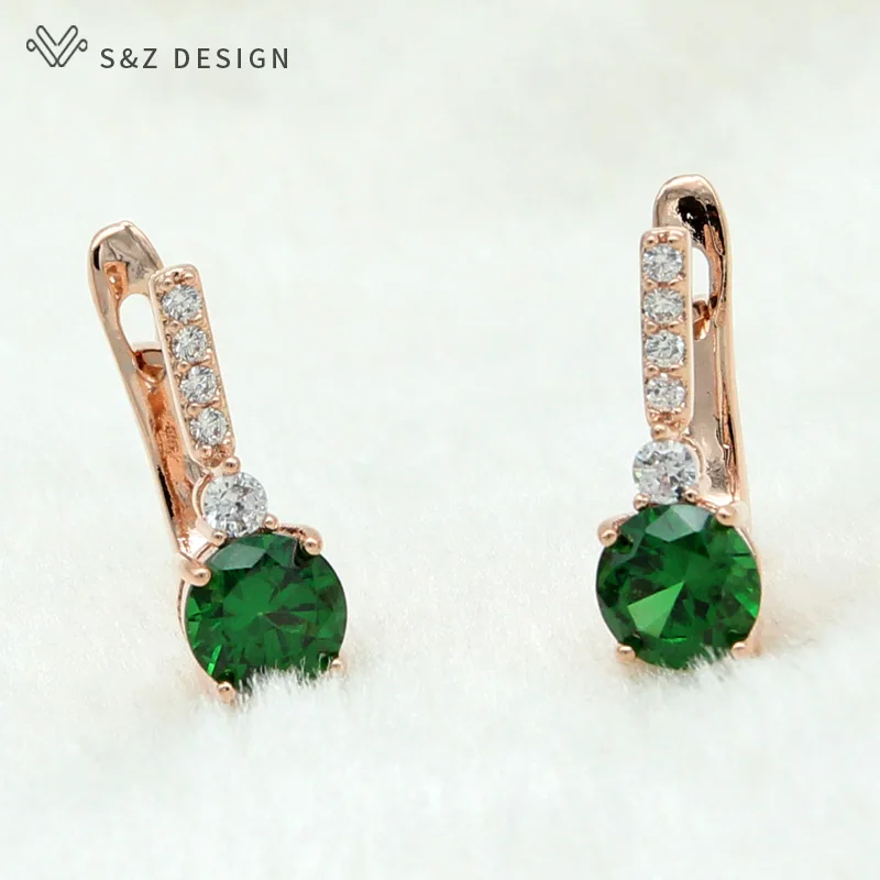 Серьги подвески S & Z с инкрустацией фианитами розовое золото 585