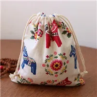 Horse Pouch 15 дизайнов Сумки на шнурке 50 шт/партия 14x16 см льняной хлопковый мешочек для свадебных сувениров и подарков Упаковка - Цвет: Horse Pouch