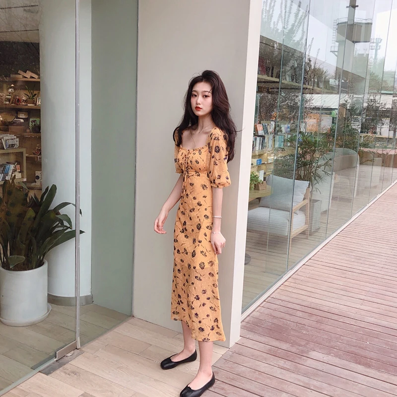 Vacation beach dress fashion brand summer new slash neck bow cross Tied belt flower print Korean style vestidos Women's Clothing | Женская