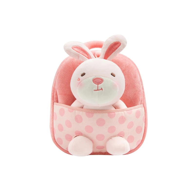 Mini Balabala Kids Backpack 3D Animal Rabbit Bear Plush Cartoon Schoolbag Toddler Boys Girls Kindergarten Children School Bags | Мать и