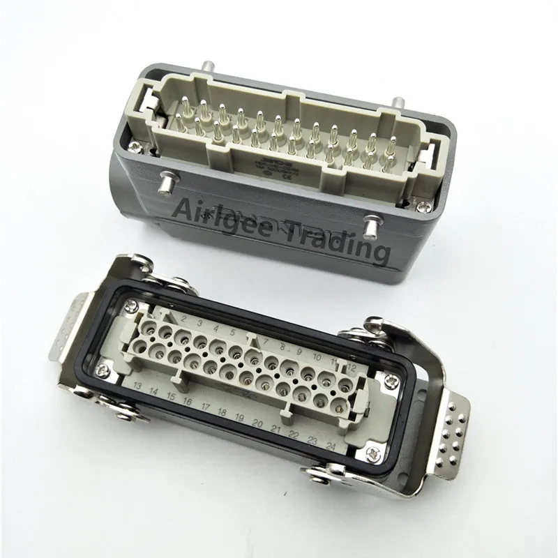 24 Pin Industrial прямоугольник разъема для тяжелых условий PG21 боковой отвод капюшон обогреваемого литника авиационным соединителем 16A 500 V
