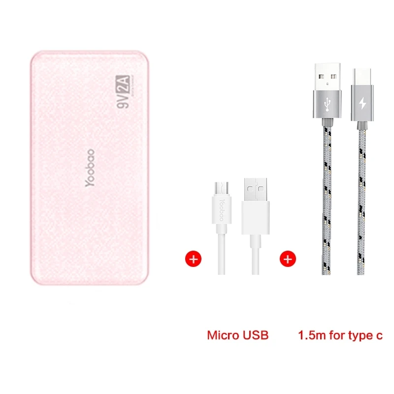 pink type-c Yoobao Quick Charge power Bank для Xiaomi Mi 12000 mAh QC 2,0 Pover Bank 9V 2A портативное зарядное устройство Внешняя батарея для huawei P8 - Цвет: pink type-c