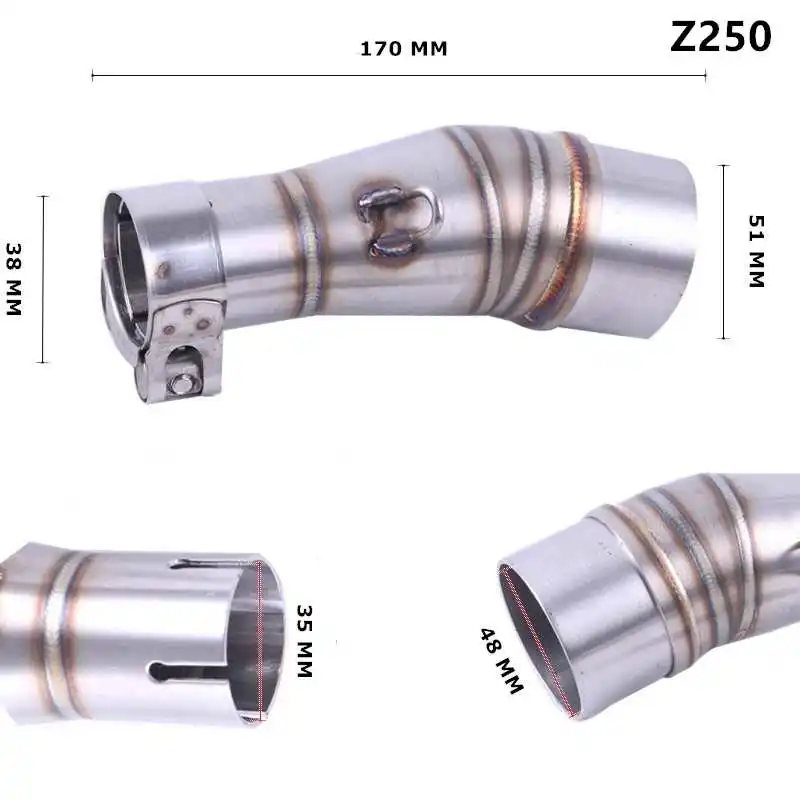 z250 170mm ER6N R25 R3 GP адаптер средняя выхлопная труба мотоцикла глушитель Соединительная труба средняя секция для kawasaki Ninja 250 250R Z250 Z300 Q - Цвет: z250 170mm