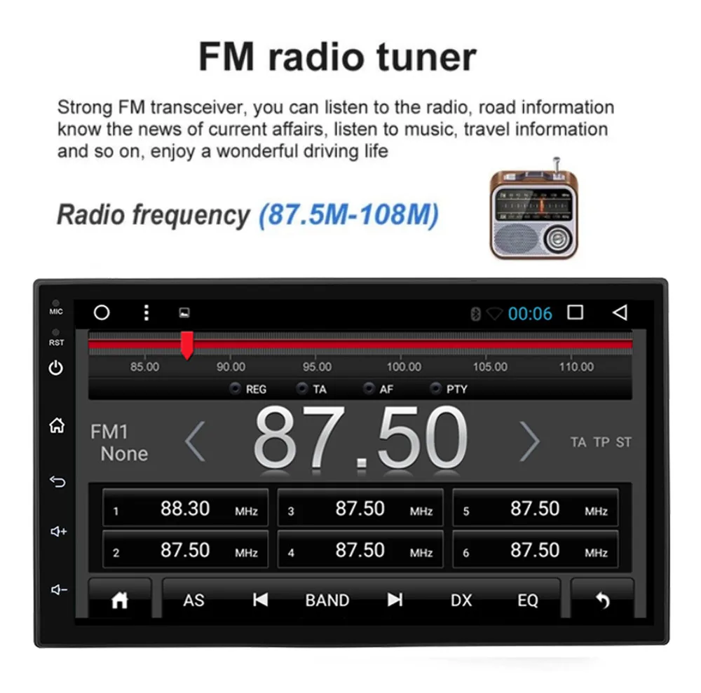 Android 9,1 2Din 2+ 32G автомобильный Радио мультимедийный плеер Bluetooth WiFi gps NaviAutoradio 7 ''сенсорный fm-радио плеер SWC DAB TPMS