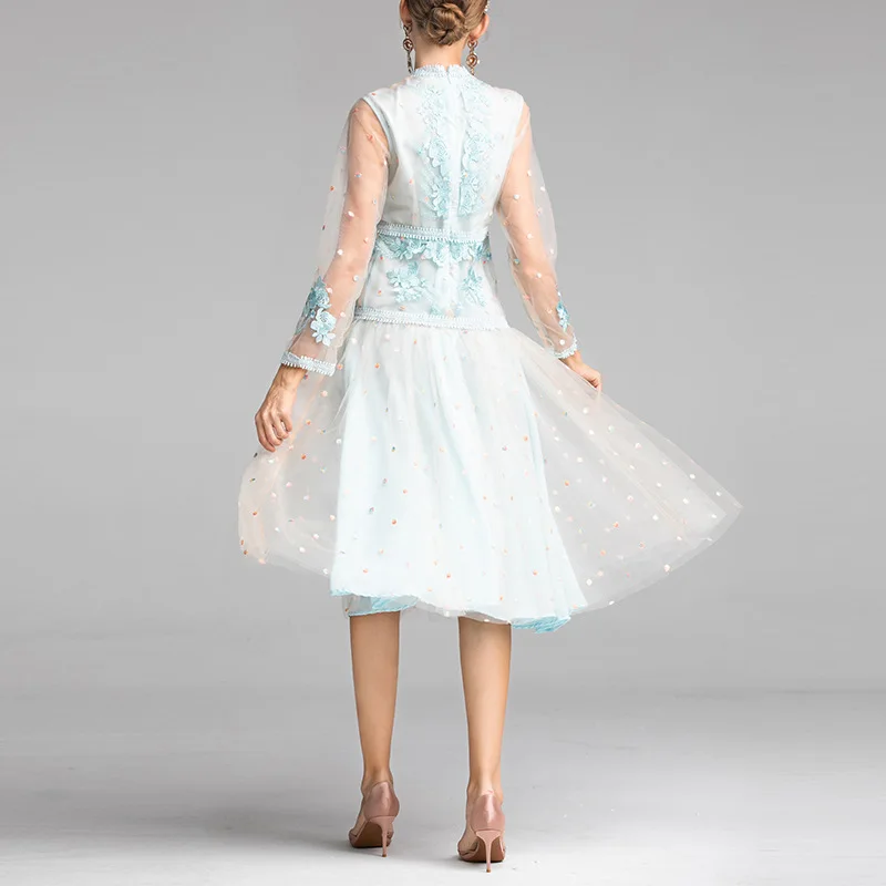 2019 новый тренд Брендовое женское модное роскошное изысканное Сетчатое платье с