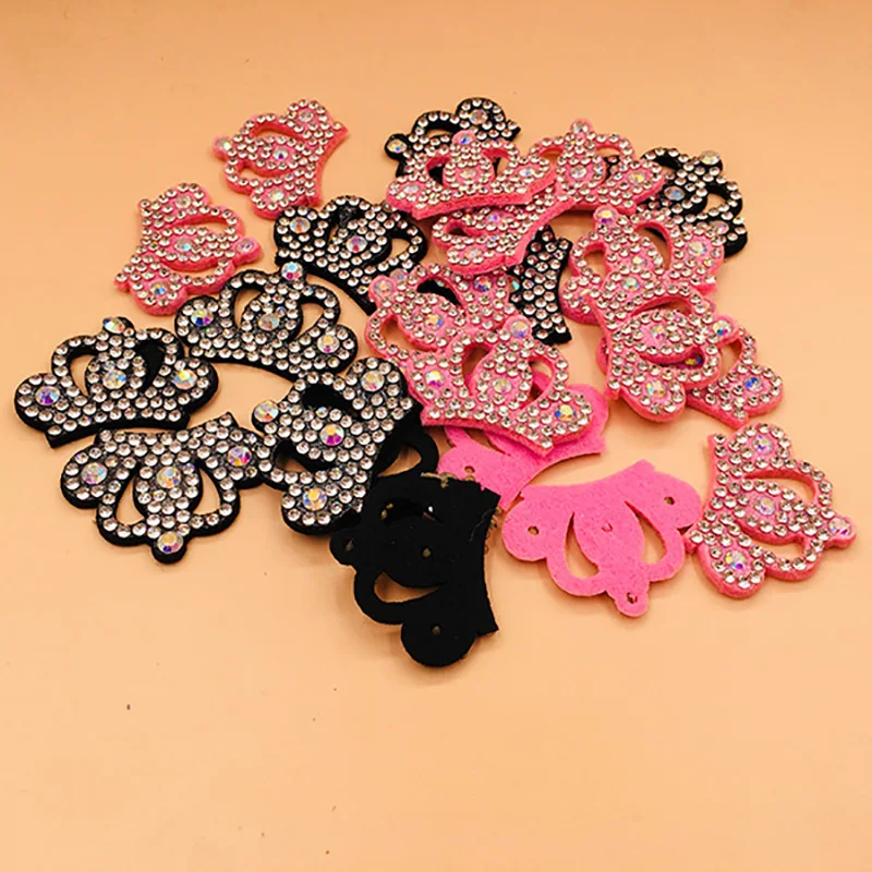

20pcs 3.5x2.5cm Crown Padded appliques with Shiny diamond for headwear decoration handmade hair accessories