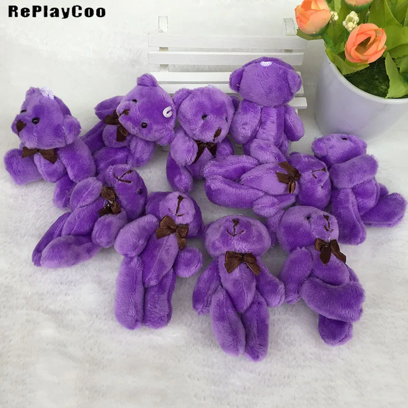 100PCS/LOT Mini Teddy Bear Stuffed Plush Toys 8CM Small PURPLE pelucia Pendant Kids Birthday Gift HMR044 | Игрушки и хобби