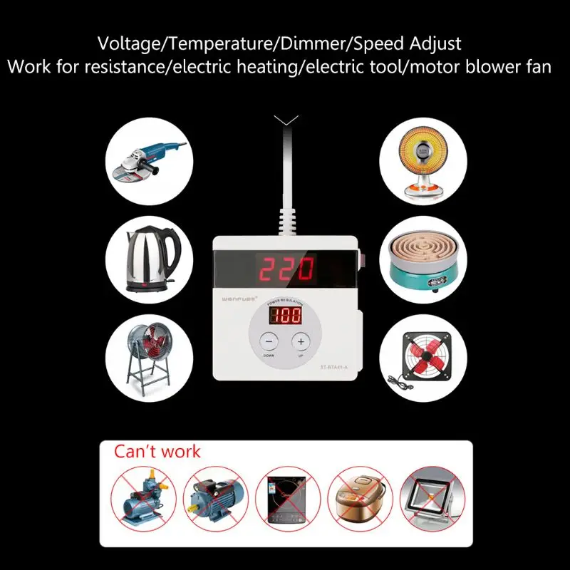 Электронный регулятор напряжения SCR 4000 Вт светодиодный цифровой температуры 220 В