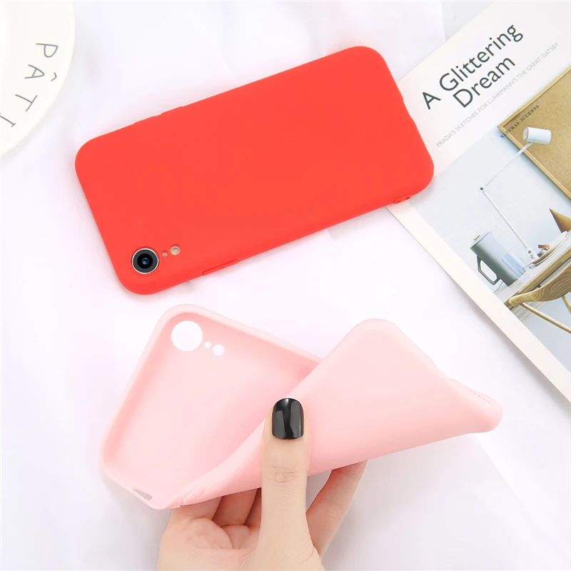 Lovebay Phone Case For iPhone 5 5s SE 6 6s 7 8 Plus X XR XS Max Fashion Candy Color Simple Solid Soft TPU |