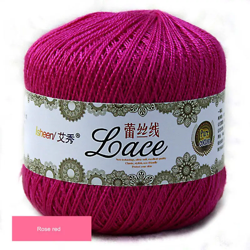 50 g/ball 8# Lace Crochet Thread Cotton Wool Fine Yarns Embroidery Crochet Knitting Lace Jewelry DIY Hand Knitting Threads - Цвет: Rose red