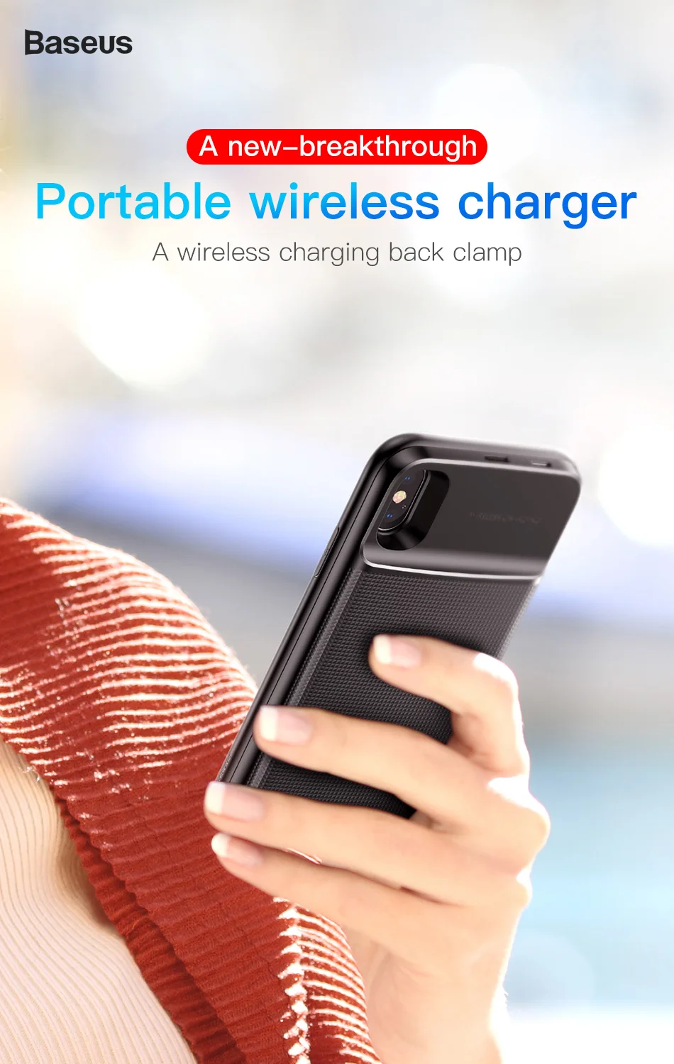 Baseus Беспроводное зарядное устройство power Bank чехол для iPhone X Беспроводное зарядное устройство чехол для iPhone X+ чехол для телефона