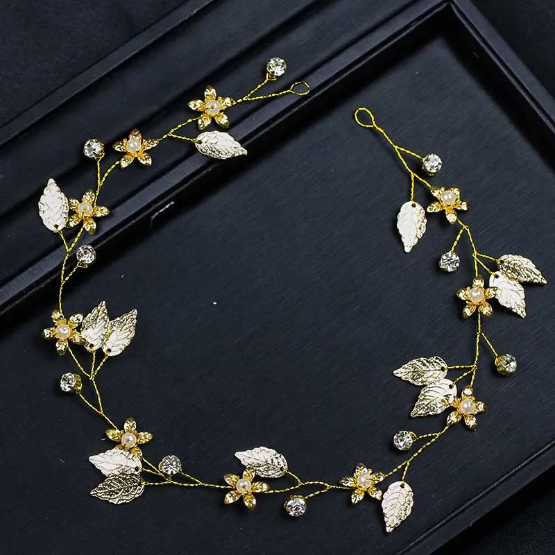 Женская мода ногтей поталь с украшением в виде цветов и стразы невесты повязка на