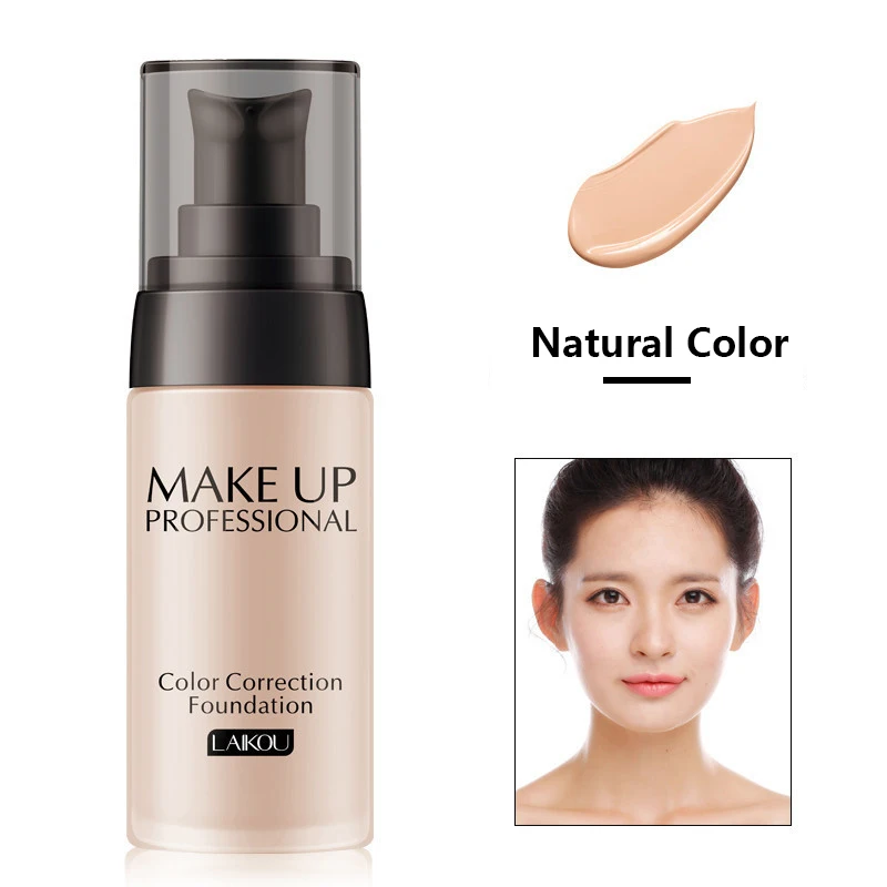 Natural color Laikou брендовая основа для макияжа, Жидкая основа для лица, BB крем, увлажняющий консилер, контроль жирности, отбеливающий, водостойкий макияж - Цвет: Natural color