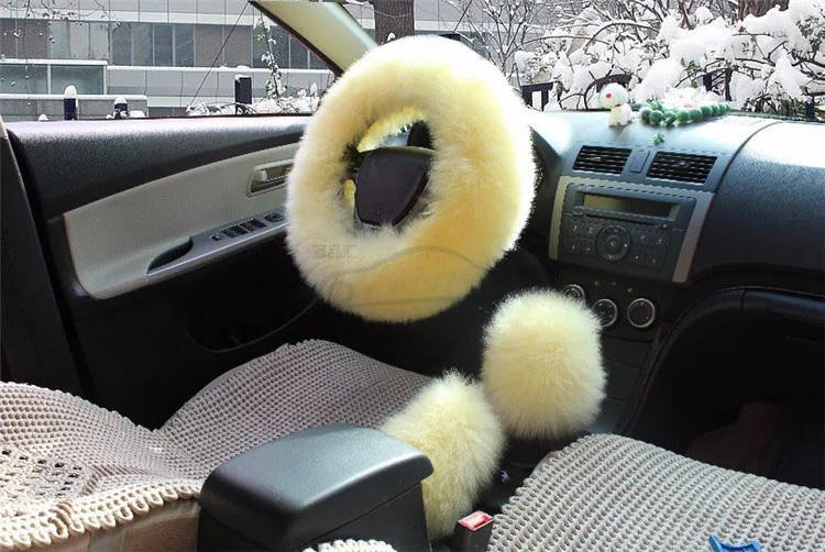 1 комплект, 3 шт., мягкий шерстяной чехол на руль, универсальный/O SHI CAR, зимний теплый плюш, овчина, оплетка на руль автомобиля