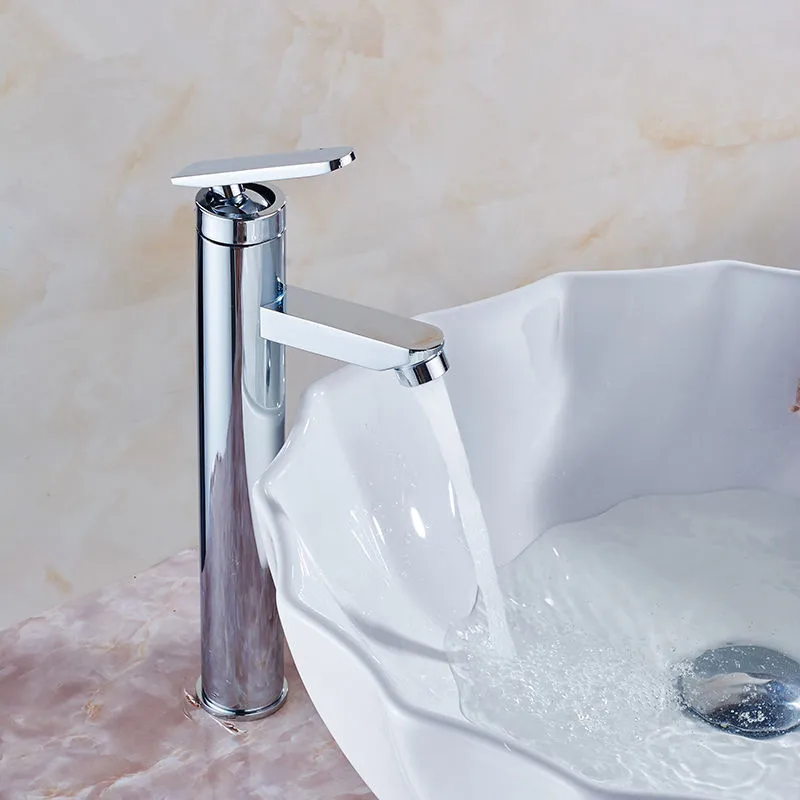 

Single Cold Basin Faucet Bathroom Sink Faucet Single Handle Deck Mounted Lavatory Chrome Finished 304 Stainless Steel Water Tap