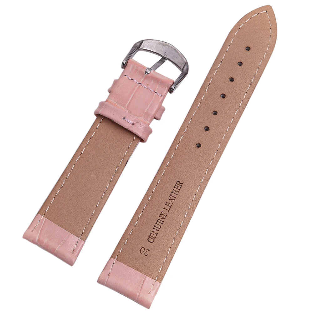 Ремешок кожаный для женских наручных часов браслет розового белого красного