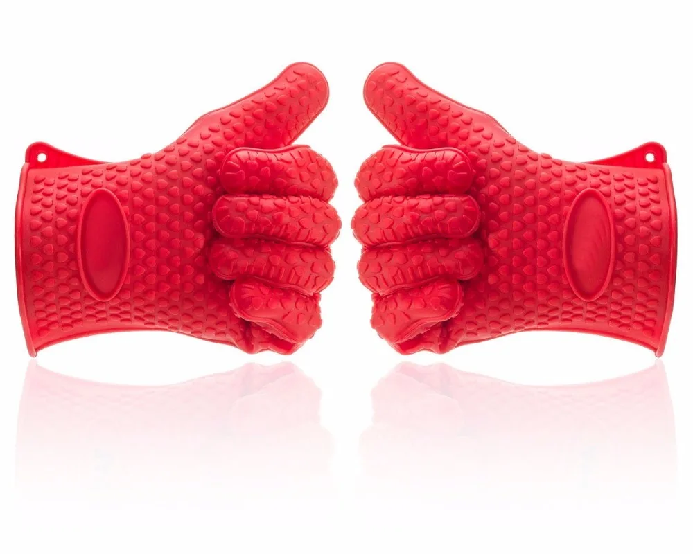 Плотные силиконовые перчатки термостойкие митенки для духовки нескользящий