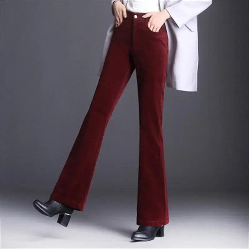 

Corduroy casual micro bell pants women's new autumn and winter Korean version of the high waist retro chic wild Ms. trend Slim